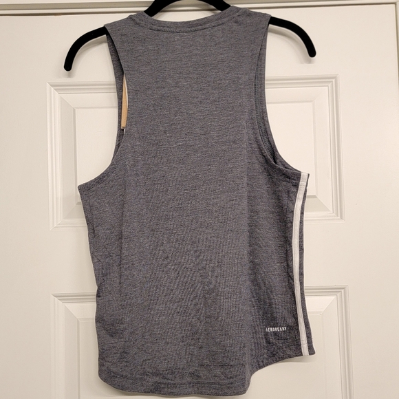 Adidas Grey Aeroready Training Tank Top with White Side Stripes - Picture 4 of 7
